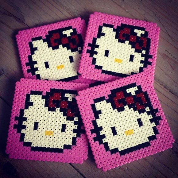 Pastel Sanrio Perler Hello Kitty Perler Bead Coasters